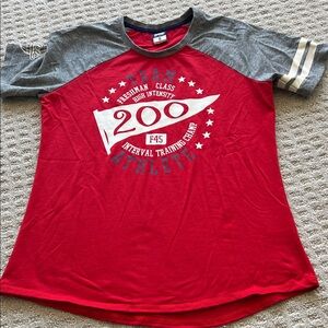 F45 Women's Red & Gray Athletic Raglan Tee